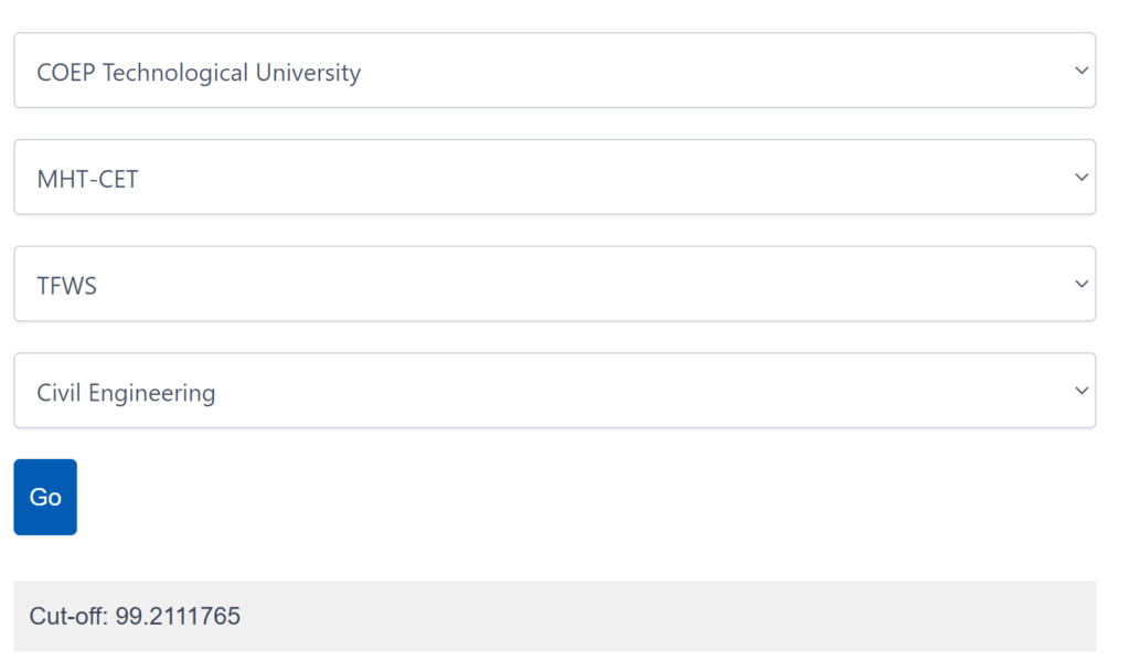 MHTCET Cut-off calculator